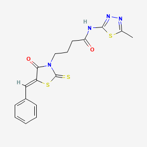 4-[(5Z)-5-benzylidene-4-oxo-2-thioxo-1,3-thiazolidin-3-yl]-N-[(2E)-5-methyl-1,3,4-thiadiazol-2(3H)-ylidene]butanamide