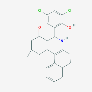 molecular formula C25H21Cl2NO2 B11688318 5-(3,5-dichloro-2-hydroxyphenyl)-2,2-dimethyl-2,3,5,6-tetrahydrobenzo[a]phenanthridin-4(1H)-one 