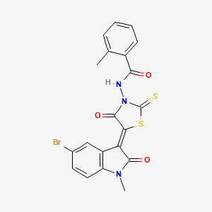 N-[(5Z)-5-(5-bromo-1-methyl-2-oxo-1,2-dihydro-3H-indol-3-ylidene)-4-oxo-2-thioxo-1,3-thiazolidin-3-yl]-2-methylbenzamide