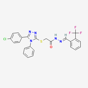 molecular formula C24H17ClF3N5OS B11688376 2-{[5-(4-chlorophenyl)-4-phenyl-4H-1,2,4-triazol-3-yl]sulfanyl}-N'-{(E)-[2-(trifluoromethyl)phenyl]methylidene}acetohydrazide 