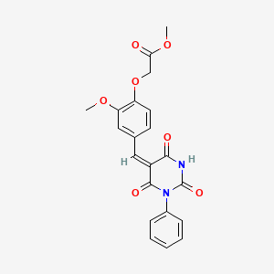 methyl {4-[(E)-(2-hydroxy-4,6-dioxo-1-phenyl-1,6-dihydropyrimidin-5(4H)-ylidene)methyl]-2-methoxyphenoxy}acetate