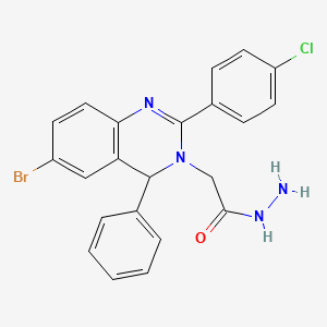 molecular formula C22H18BrClN4O B11688394 [6-Bromo-2-(4-chloro-phenyl)-4-phenyl-4H-quinazolin-3-yl]-acetic acid hydrazide 