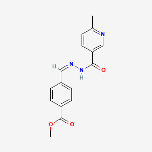 molecular formula C16H15N3O3 B11688415 methyl 4-[(Z)-{2-[(6-methylpyridin-3-yl)carbonyl]hydrazinylidene}methyl]benzoate 