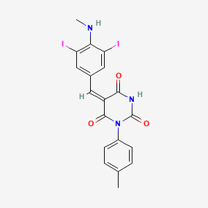 (5E)-5-[3,5-diiodo-4-(methylamino)benzylidene]-1-(4-methylphenyl)pyrimidine-2,4,6(1H,3H,5H)-trione