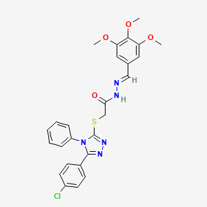 2-{[5-(4-chlorophenyl)-4-phenyl-4H-1,2,4-triazol-3-yl]sulfanyl}-N'-[(E)-(3,4,5-trimethoxyphenyl)methylidene]acetohydrazide