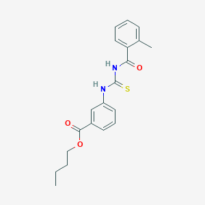 molecular formula C20H22N2O3S B11688476 Butyl 3-(3-(2-methylbenzoyl)thioureido)benzoate 