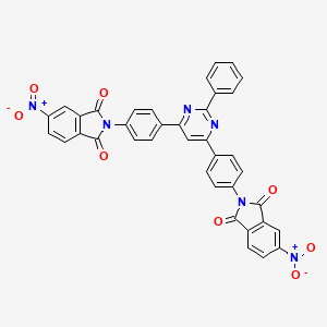 molecular formula C38H20N6O8 B11688514 5-Nitro-2-(4-{6-[4-(5-nitro-1,3-dioxoisoindol-2-YL)phenyl]-2-phenylpyrimidin-4-YL}phenyl)isoindole-1,3-dione 