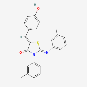 molecular formula C24H20N2O2S B11688515 (2Z,5Z)-5-(4-hydroxybenzylidene)-3-(3-methylphenyl)-2-[(3-methylphenyl)imino]-1,3-thiazolidin-4-one 