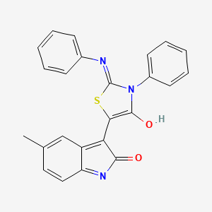 (3Z)-5-methyl-3-[(2Z)-4-oxo-3-phenyl-2-(phenylimino)-1,3-thiazolidin-5-ylidene]-1,3-dihydro-2H-indol-2-one