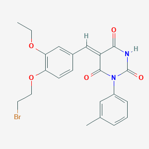 molecular formula C22H21BrN2O5 B11688531 (5Z)-5-[4-(2-bromoethoxy)-3-ethoxybenzylidene]-1-(3-methylphenyl)pyrimidine-2,4,6(1H,3H,5H)-trione 