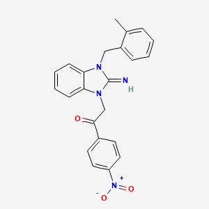 molecular formula C23H20N4O3 B11688568 2-[2-imino-3-(2-methylbenzyl)-2,3-dihydro-1H-benzimidazol-1-yl]-1-(4-nitrophenyl)ethanone 