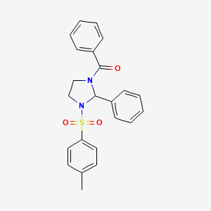 molecular formula C23H22N2O3S B11688591 {3-[(4-Methylphenyl)sulfonyl]-2-phenylimidazolidin-1-yl}(phenyl)methanone 