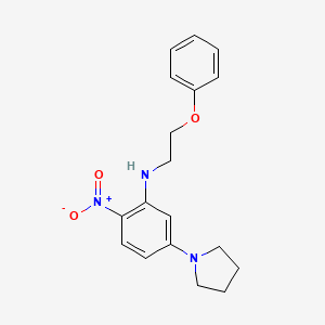 molecular formula C18H21N3O3 B11688593 2-nitro-N-(2-phenoxyethyl)-5-(pyrrolidin-1-yl)aniline 