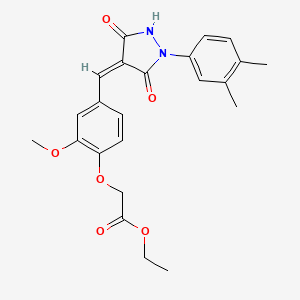 Ethyl 2-(4-{[(4Z)-1-(3,4-dimethylphenyl)-3,5-dioxopyrazolidin-4-ylidene]methyl}-2-methoxyphenoxy)acetate