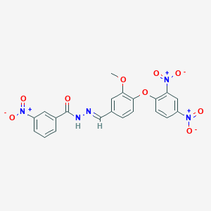 molecular formula C21H15N5O9 B11688640 N'-[(E)-[4-(2,4-Dinitrophenoxy)-3-methoxyphenyl]methylidene]-3-nitrobenzohydrazide 