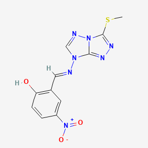 molecular formula C11H9N7O3S B11688662 2-[(E)-{[3-(methylsulfanyl)-7H-[1,2,4]triazolo[4,3-b][1,2,4]triazol-7-yl]imino}methyl]-4-nitrophenol 