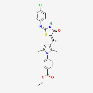 ethyl 4-[3-[(Z)-[2-(4-chloroanilino)-4-oxo-1,3-thiazol-5-ylidene]methyl]-2,5-dimethylpyrrol-1-yl]benzoate