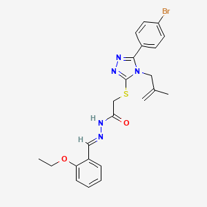 molecular formula C23H24BrN5O2S B11688770 2-{[5-(4-Bromophenyl)-4-(2-methyl-2-propenyl)-4H-1,2,4-triazol-3-YL]sulfanyl}-N'-[(E)-(2-ethoxyphenyl)methylidene]acetohydrazide CAS No. 330838-27-2