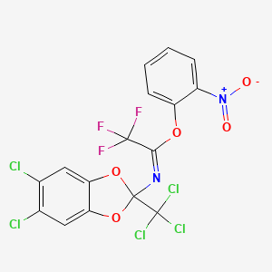 molecular formula C16H6Cl5F3N2O5 B11688823 2-Nitrophenyl N-[5,6-dichloro-2-(trichloromethyl)-1,3-benzodioxol-2-YL]-2,2,2-trifluoroethanimidate 