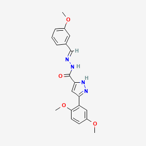 molecular formula C20H20N4O4 B11688824 3-(2,5-Dimethoxyphenyl)-N'-(3-methoxybenzylidene)-1H-pyrazole-5-carbohydrazide 