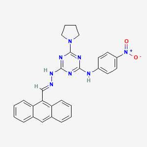 4-[(2E)-2-(anthracen-9-ylmethylidene)hydrazinyl]-N-(4-nitrophenyl)-6-(pyrrolidin-1-yl)-1,3,5-triazin-2-amine