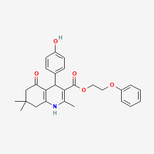 2-Phenoxyethyl 4-(4-hydroxyphenyl)-2,7,7-trimethyl-5-oxo-1,4,5,6,7,8-hexahydroquinoline-3-carboxylate