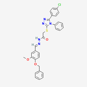 molecular formula C31H26ClN5O3S B11688911 N'-[(E)-[4-(Benzyloxy)-3-methoxyphenyl]methylidene]-2-{[5-(4-chlorophenyl)-4-phenyl-4H-1,2,4-triazol-3-YL]sulfanyl}acetohydrazide 