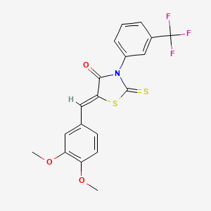 (5Z)-5-[(3,4-dimethoxyphenyl)methylidene]-2-sulfanylidene-3-[3-(trifluoromethyl)phenyl]-1,3-thiazolidin-4-one