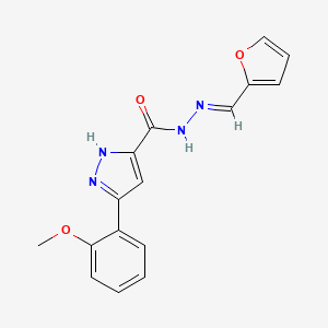 molecular formula C16H14N4O3 B11688918 5-(2-Methoxy-phenyl)-2H-pyrazole-3-carboxylic acid furan-2-ylmethylene-hydrazide 