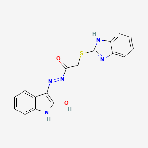 molecular formula C17H13N5O2S B11688954 2-(1H-benzimidazol-2-ylsulfanyl)-N'-[(3E)-2-oxo-1,2-dihydro-3H-indol-3-ylidene]acetohydrazide 