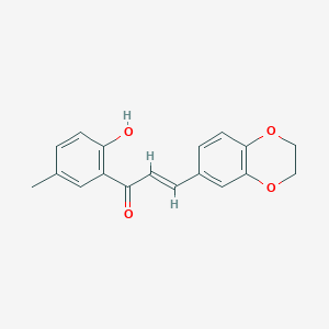 molecular formula C18H16O4 B11688961 3-(2,3-Dihydro-1,4-benzodioxin-6-yl)-1-(2-hydroxy-5-methylphenyl)prop-2-en-1-one 