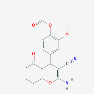 4-(2-amino-3-cyano-5-oxo-5,6,7,8-tetrahydro-4H-chromen-4-yl)-2-methoxyphenyl acetate