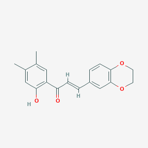 molecular formula C19H18O4 B11688986 3-(2,3-Dihydro-1,4-benzodioxin-6-yl)-1-(2-hydroxy-4,5-dimethylphenyl)prop-2-en-1-one 