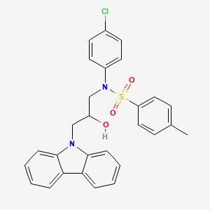 molecular formula C28H25ClN2O3S B11689024 N-[3-(9H-carbazol-9-yl)-2-hydroxypropyl]-N-(4-chlorophenyl)-4-methylbenzenesulfonamide 