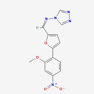 molecular formula C14H11N5O4 B11689045 [5-(2-Methoxy-4-nitro-phenyl)-furan-2-ylmethylene]-[1,2,4]triazol-4-yl-amine 