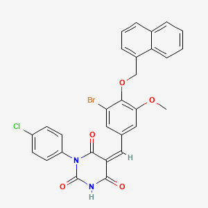 (5Z)-5-[3-bromo-5-methoxy-4-(naphthalen-1-ylmethoxy)benzylidene]-1-(4-chlorophenyl)pyrimidine-2,4,6(1H,3H,5H)-trione