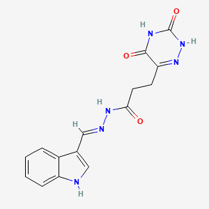 molecular formula C15H14N6O3 B11689078 3-(3,5-dihydroxy-1,2,4-triazin-6-yl)-N'-[(E)-1H-indol-3-ylmethylidene]propanehydrazide 