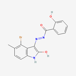 molecular formula C16H12BrN3O3 B11689164 N'-[(3Z)-4-bromo-5-methyl-2-oxo-1,2-dihydro-3H-indol-3-ylidene]-2-hydroxybenzohydrazide 