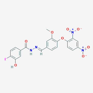 N'-[(E)-[4-(2,4-Dinitrophenoxy)-3-methoxyphenyl]methylidene]-3-hydroxy-4-iodobenzohydrazide