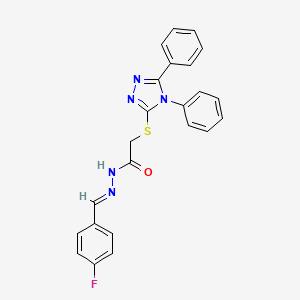 molecular formula C23H18FN5OS B11689217 2-[(4,5-diphenyl-4H-1,2,4-triazol-3-yl)sulfanyl]-N'-[(E)-(4-fluorophenyl)methylidene]acetohydrazide 