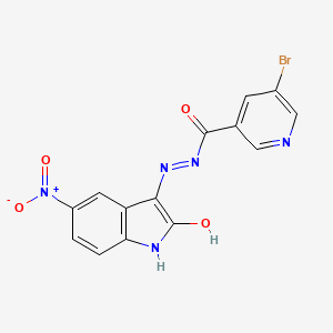 molecular formula C14H8BrN5O4 B11689231 5-bromo-N'-[(3Z)-5-nitro-2-oxo-1,2-dihydro-3H-indol-3-ylidene]pyridine-3-carbohydrazide 