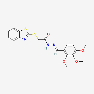 molecular formula C19H19N3O4S2 B11689233 2-(1,3-benzothiazol-2-ylsulfanyl)-N'-[(E)-(2,3,4-trimethoxyphenyl)methylidene]acetohydrazide 