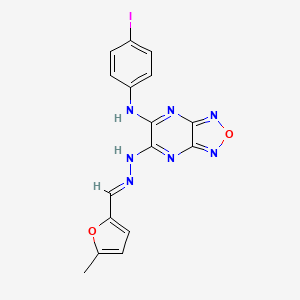 molecular formula C16H12IN7O2 B11689264 N-(4-iodophenyl)-6-{(2E)-2-[(5-methylfuran-2-yl)methylidene]hydrazinyl}[1,2,5]oxadiazolo[3,4-b]pyrazin-5-amine 