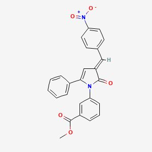 molecular formula C25H18N2O5 B11689265 methyl 3-[(3E)-3-(4-nitrobenzylidene)-2-oxo-5-phenyl-2,3-dihydro-1H-pyrrol-1-yl]benzoate 