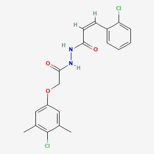 molecular formula C19H18Cl2N2O3 B11689280 (Z)-N'-(2-(4-chloro-3,5-dimethylphenoxy)acetyl)-3-(2-chlorophenyl)acrylohydrazide 