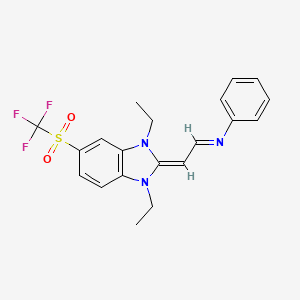 N-[(1E,2Z)-2-{1,3-diethyl-5-[(trifluoromethyl)sulfonyl]-1,3-dihydro-2H-benzimidazol-2-ylidene}ethylidene]aniline