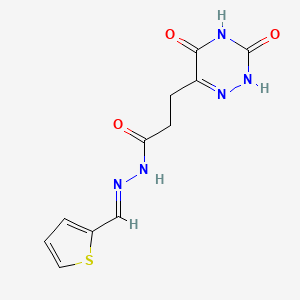 molecular formula C11H11N5O3S B11689301 (E)-3-(3,5-dioxo-2,3,4,5-tetrahydro-1,2,4-triazin-6-yl)-N'-(thiophen-2-ylmethylene)propanehydrazide 