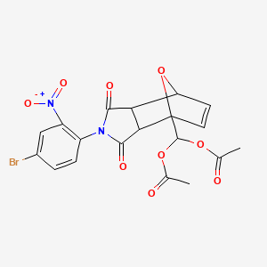 molecular formula C19H15BrN2O9 B11689409 [2-(4-bromo-2-nitrophenyl)-1,3-dioxo-1,2,3,3a,7,7a-hexahydro-4H-4,7-epoxyisoindol-4-yl]methylene diacetate 