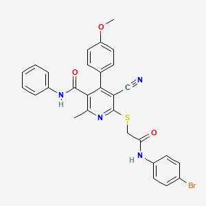 6-({2-[(4-bromophenyl)amino]-2-oxoethyl}sulfanyl)-5-cyano-4-(4-methoxyphenyl)-2-methyl-N-phenylpyridine-3-carboxamide