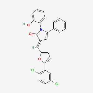 molecular formula C27H17Cl2NO3 B11689467 (3E)-3-{[5-(2,5-dichlorophenyl)furan-2-yl]methylidene}-1-(2-hydroxyphenyl)-5-phenyl-1,3-dihydro-2H-pyrrol-2-one 